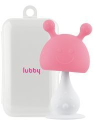 Lubby Прорезыватель-погремушка силиконовый 2в1 на присоске Miss White в кейсе (розовый) 0+