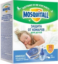 MOSQUITALL Комплект Нежная Защита для Детей (электрофумигатор+жидкость 30 ночей от комаров) 30мл