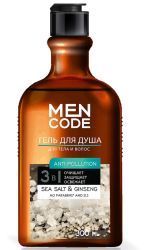 MEN CODE Гель для душа ANTI-POLLUTION с экстрактами женьшеня и морской соли (флакон/флиптоп) 300мл