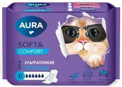 AURA Soft&Comfort Прокладки женские гигиенические NIGHT 6шт