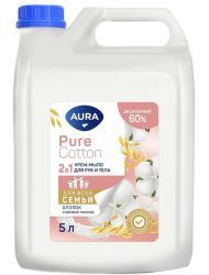 Aura Pure Cotton Крем-Мыло 2в1 для Рук и Тела (Хлопок/Овсяное молочко) (Канистра) 5л