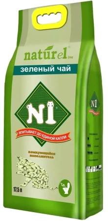 Наполнитель N1 NATUReL Зеленый чай Комкующийся 17,5 л
