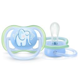 Avent Пустышка силиконовая Ultra Air для мальчика (Слон) 0-6мес 1шт