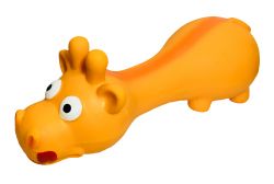 N1 Игрушка для собак Стройный жирафик оранжевый с пищалкой, латекс, 15см