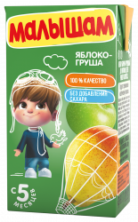 МАЛЫШАМ Нектар Яблоко-Груша Неосветленный {с 5 мес} 0,125л МАЛЫШАМ Нектар Яблоко-Груша Неосветленный {с 5 мес} 0,125л