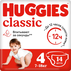 Huggies Classic Подгузники 4 (14шт) 7-18кг