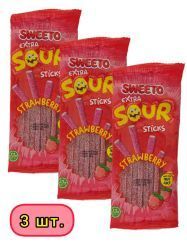 SWEETO Мармелад Жевательный Супер Кислые Палочки Клубника 75г-3шт