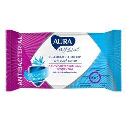 Aura Tropic Coctail Влажные салфетки с Антибактериальным эффектом 15шт