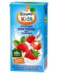 ФрутоKids Молочный Коктейль Клубника стерилиз. м.д.ж. 2,8% {с 1 года} 0,2л