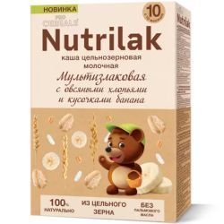 NUTRILAK Premium Каша PROCEREALS Мультизлаковая с Кусочками Банана и Овсян. Хлопьями с Мол {с 10мес} 200г