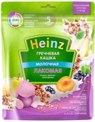 HEINZ ЛАКОМАЯ Кашка Гречневая Грушка, Абрикос, Смородина с Молоком {с 5 мес} 170г.