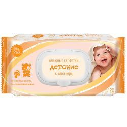 BREND FREE Влажные Салфетки ДЕТСКИЕ с Алоэ Вера с пластик клапаном 120шт