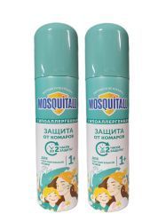 MOSQUITALL Аэрозоль Гипоаллергенная Защита от Комаров {с 12 мес} Т150мл - 2 шт.