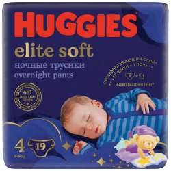 Huggies Elite Soft Ночные Трусики-Подгузники 4 {19шт} 9-14кг