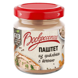 ВОСКРЕСЕНИЕ Паштет из Цыпленка с Печенью для Детей Школьного возраста и Взрослых 100г ВОСКРЕСЕНИЕ Паштет из Цыпленка с Печенью для Детей Школьного возраста и Взрослых 100г