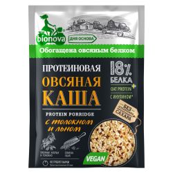 BIONOVA Протеиновая Каша Овсяная с Толокном и Семенами Льна Быстрого Приготовления 40 гр