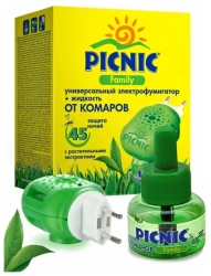 Picnic Family Электрофумигатор+Жидкость от комаров 45 ночей 30мл 12+