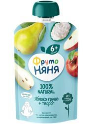 ФрутоНяня Пюре Творог, Яблоко, Груша без сах {с 6 мес} {Гуалапак} 90г.