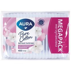 AURA Ватные палочки {пакет} 400шт