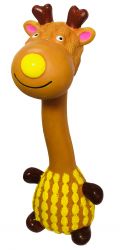 N1 Игрушка для собак Жираф в свитере коричневый с пищалкой, латекс, 20,0 см