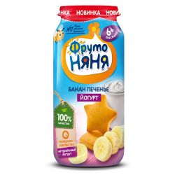 ФрутоНяня Пюре Банан с Печеньем и Йогуртом {с 6 мес} 0,25л