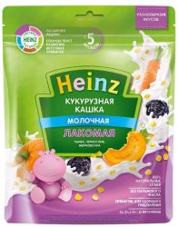 HEINZ ЛАКОМАЯ Кашка Кукурузная Тыква,Морковочка,Чернослив с Молоком {с 5 мес} 170г.