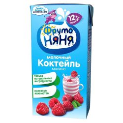 ФрутоНяня Молочный Коктейль Малина стерилиз. м.д.ж. 2,1% {с 1 года} 0,2л