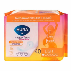 AURA Premium Прокладки женские ежедневные ультратонкие MULTIFORM 40шт AURA Premium Прокладки женские ежедневные ультратонкие MULTIFORM 40шт