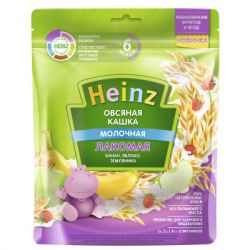 HEINZ ЛАКОМАЯ Кашка Овсяная Банан, Яблоко, Земляника с Молоком {с 6 мес} Doy Pack 170г.