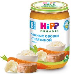 HIPP Пюре Нежные Овощи с Телятиной с Омега-3 {с 8 мес} 190г.