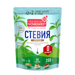 NOVASWEET Подсластитель Стевия (дой пак) 200гр