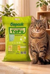 Наполнитель для кошачьего туалета Барсик TOFU / ТОФУ Зелёный Чай 15л