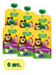 МАША и МЕДВЕДЬ Пюре Яблоко Черника {с 5 мес} (Гуалапак) 85г-6шт