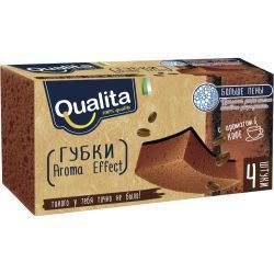 Qualita Губки кухонные Aroma Effect (с ароматом Кофе) 1уп=4шт