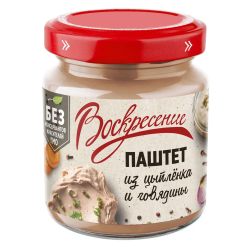 ВОСКРЕСЕНИЕ Паштет из Цыпленка и Говядины для Детей Школьного возраста и Взрослых 100г ВОСКРЕСЕНИЕ Паштет из Цыпленка и Говядины для Детей Школьного возраста и Взрослых 100г