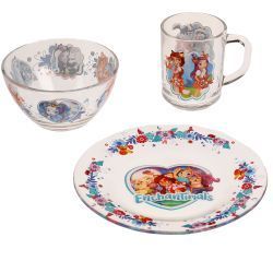 УМка Набор посуды стекло Enchantimals в подарочной упаковке 3шт