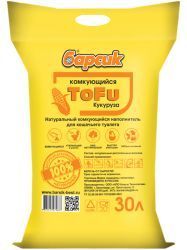 Наполнитель для кошачьего туалета Барсик TOFU / ТОФУ Кукурузный Комкующийся 30л