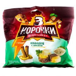 Три корочки Сухарики Ржаные Холодец с Хреном + горч.соус 85г Три корочки Сухарики Ржаные Холодец с Хреном + горч.соус 85г