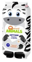 Smart Animals N 50 Влажные детские салфетки с экстрактом ромашки и витамином Е 50шт