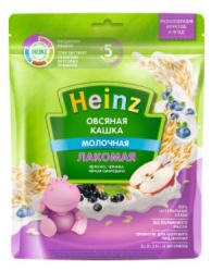 HEINZ ЛАКОМАЯ Кашка Овсяная Яблочко, Черничка, Ч.Смородина с Молоком {с 5 мес} Doy Pack 170г.