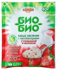 MYLLYN PARAS Овсяная Каша Био-Био с Клубникой и Молоком 1шт. 40г