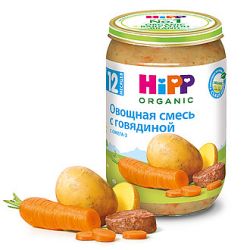 HIPP Пюре Овощная Смесь с Говядиной с Омега-3 {с 12 мес} 190г.
