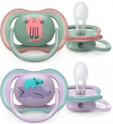 Avent Пустышка силиконовая Ultra Air с футляром (Кот/Коала) 6-18мес 2шт
