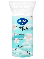 AURA Ватные диски classic pads п/э 70шт