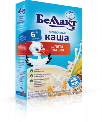 БЕЛЛАКТ Каша 5 Злаков с Молоком на Зерно-Молочной Основе с Витаминами и Минералами {с 6 мес} 250г БЕЛЛАКТ Каша 5 Злаков с Молоком на Зерно-Молочной Основе с Витаминами и Минералами {с 6 мес} 250г