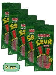 SWEETO Мармелад Жевательный Супер Кислый Ремешок Арбуз 75г-5шт