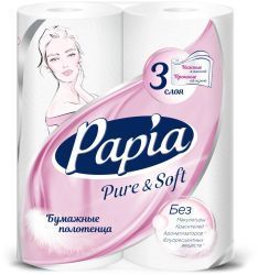 Papia Полотенца бумажные PURE & SOFT 3сл 2рул