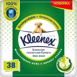 Kleenex Skin Kind Бумага Влажная туалетная 38шт
