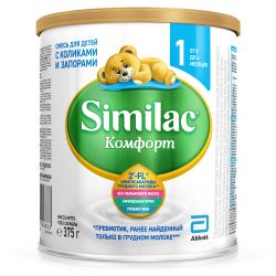 SIMILAC Комфорт 1 Профилактическая Смесь от Колик и Запоров {с рождения} с Олигосахарид. Груд. Мол 375г. SIMILAC Комфорт 1 Профилактическая Смесь от Колик и Запоров {с рождения} с Олигосахарид. Груд. Мол 375г.
