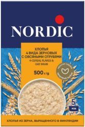 NORDIC 4-х зерновые с Овсяными Отрубями Хлопья (5 мин.) 500г